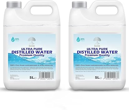 Distilled Water 100% Pure Premium Quality - Ideal for CPap, Irons, Humidifiers, Cleaning, Engines and more - Made in the UK 10 Litre