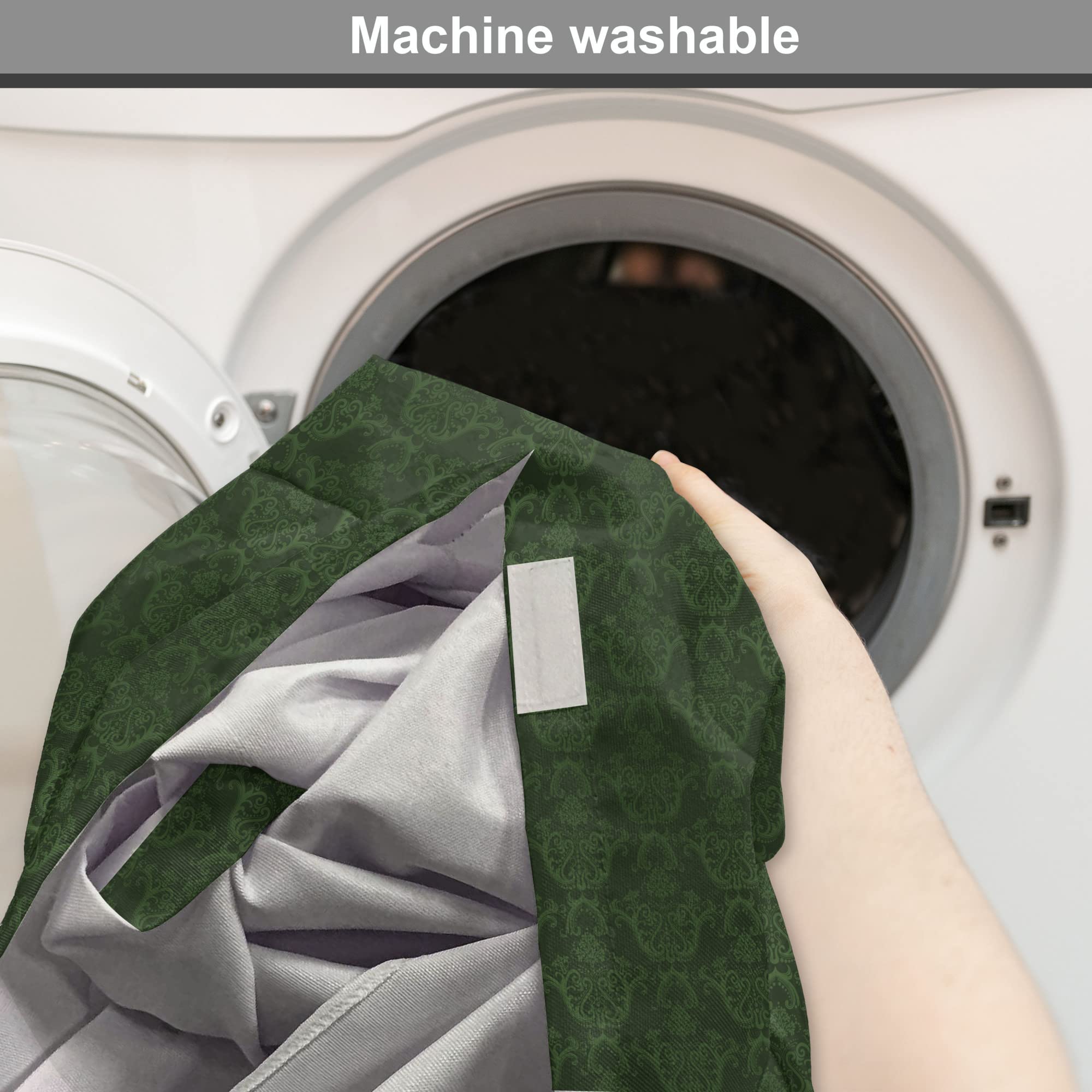 Lunarable Hunter Green Dog Crate Cover, Victorian Damask Rococo Renaissance Swirled Classic Floral Petals Pattern, Easy to Use Pet Kennel Cover for Medium Large Dogs, 48 Inch, Hunter Green