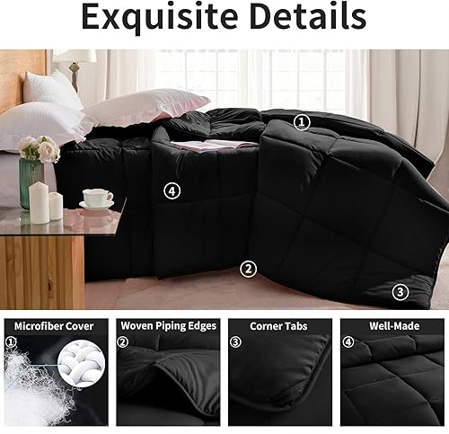 Miniatura 3 de L LOVSOUL Edredón Queen para cama de tamaño Queen, edredón de microfibra cepillada, relleno de edredón alternativo de felpa tamaño Queen, esponjoso,