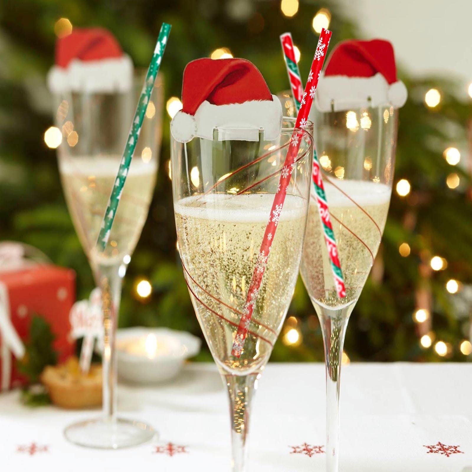 300 Pajitas De Papel Navideñas Con Diseños Festivos - Colores Mezclados, 19.7 Cm - Ecológicas Para Fiestas Y Celebraciones