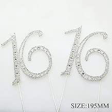 AngHui ShiPin 1pcs Rhinestone 16th Year Crystal Numbers Cake Topper Silver - 16 - Elegant Sparkling Happy Birthday or Wedding Anniversary Party Gift Idea Decorations Supplies Toppers - coolthings.us