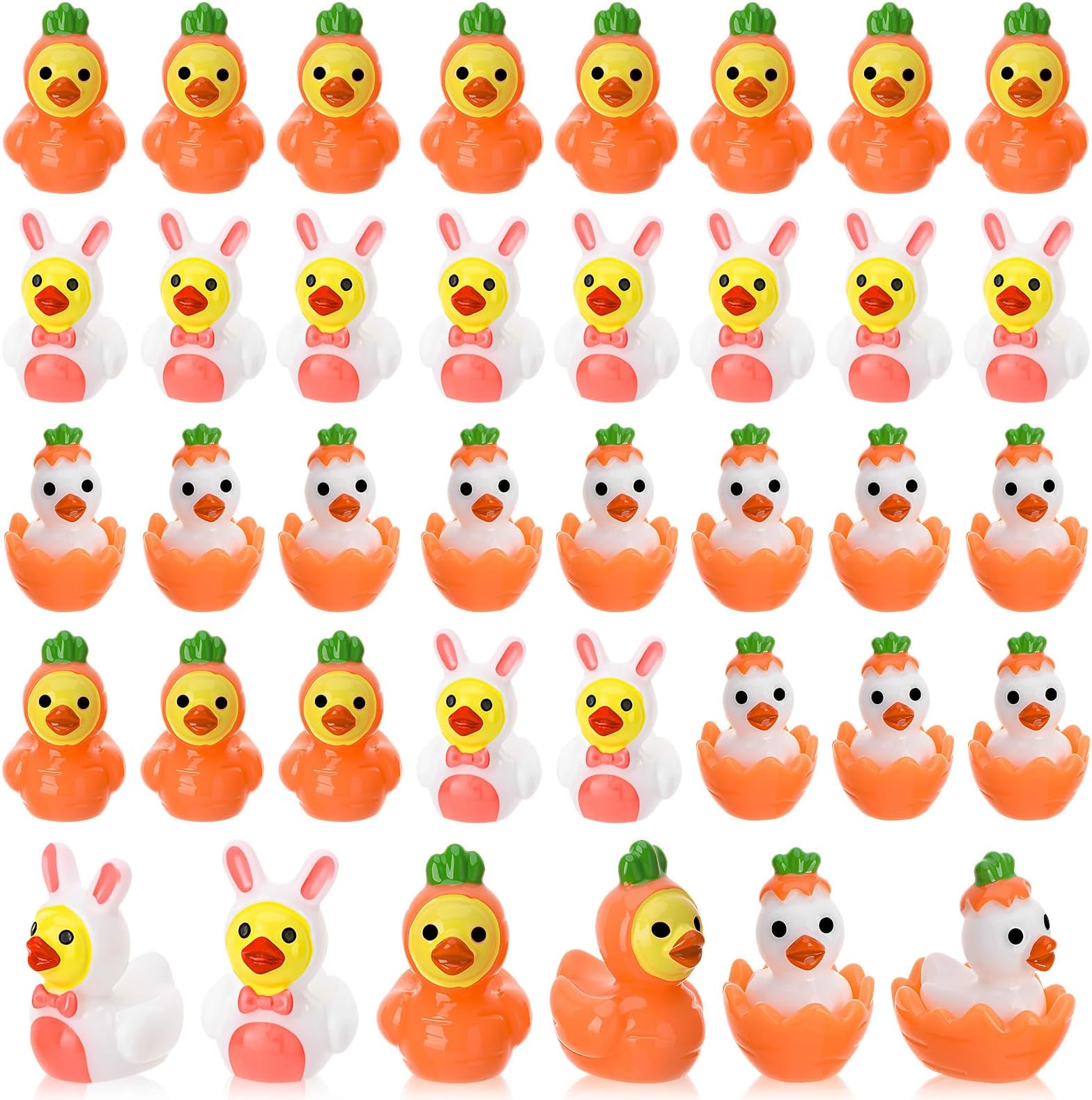 60pcs Easter Resin Ducks, Tiny Ducks Toy Figurines, Novelty Duck for Easter Party Favors Gifts (3 Styles)