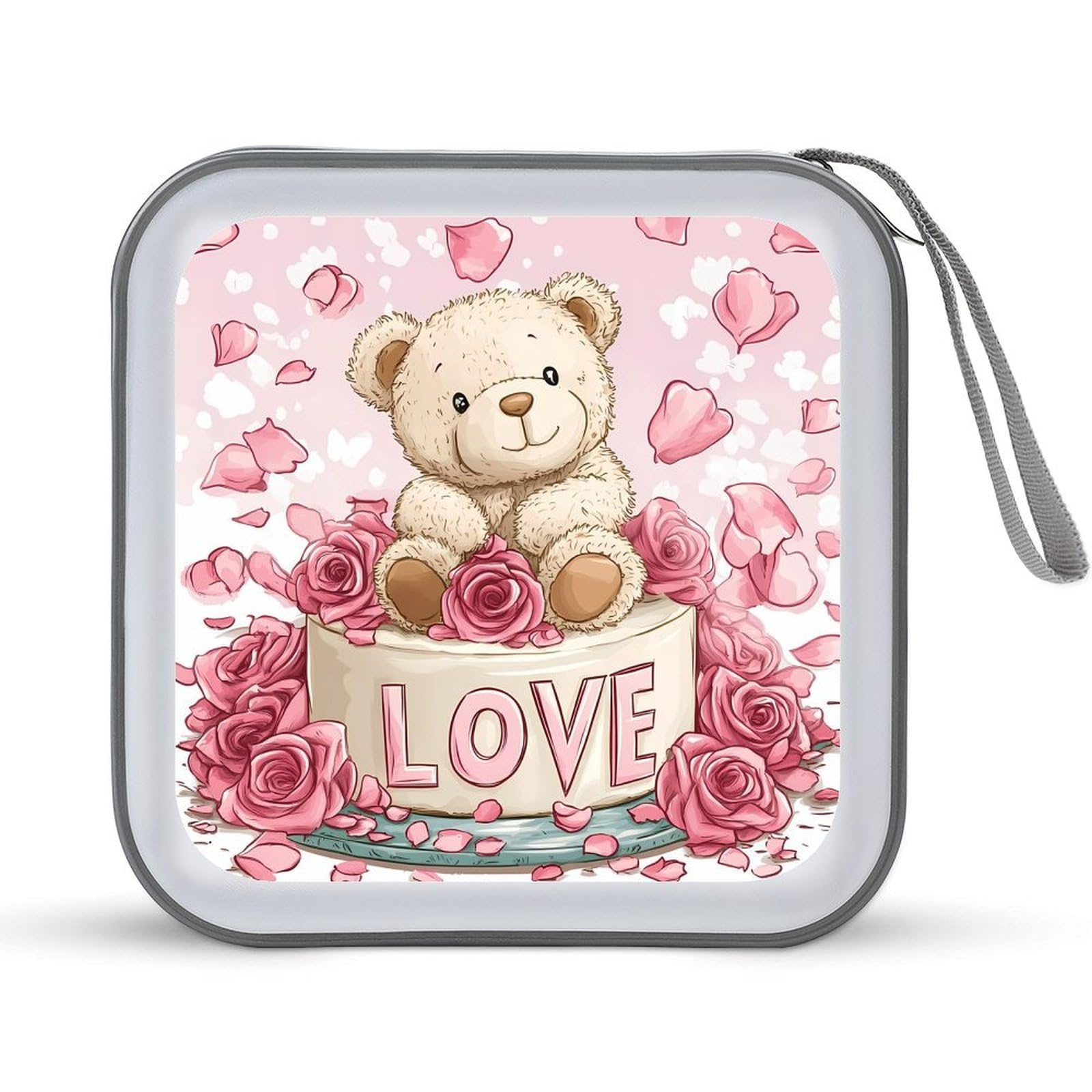 Bear Cake CD Case Plastic DVD Case Holder Wallet Disc Storage Organizer for Car Travel
