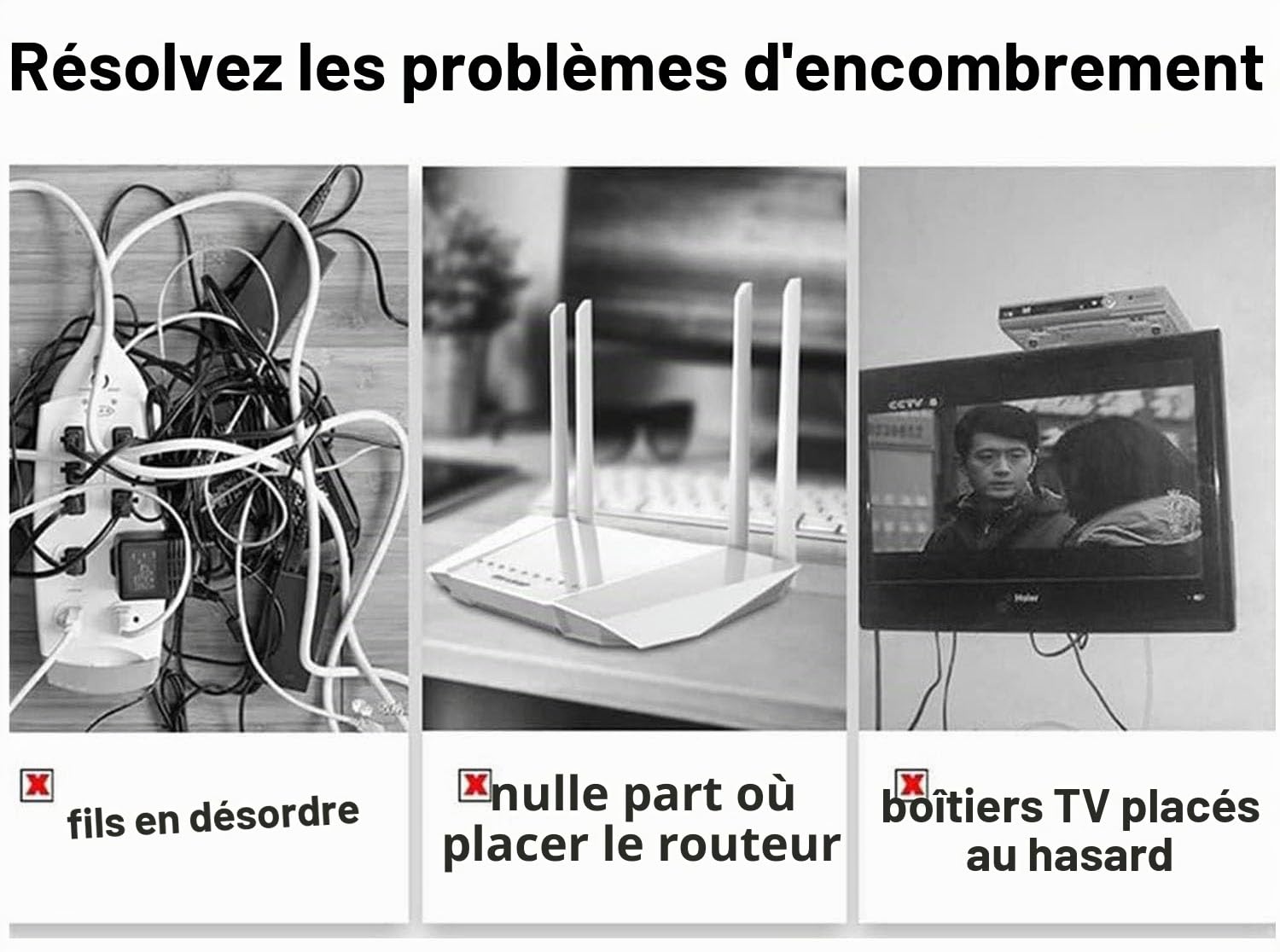 Cache Box WiFi, Boite Rangement Routeur WiFi Cache par Faitement Le Boitier TV et Módem-Router, Bois Massif Box, Cable Management L'etagère (Brown)