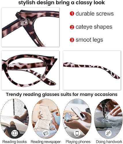 Miniatura 10 de OCCI CHIARI Gafas de lectura Cateye para mujer, elegantes lectores 100, 125, 150, 175, 200, 225, 250, 275, 300, 350