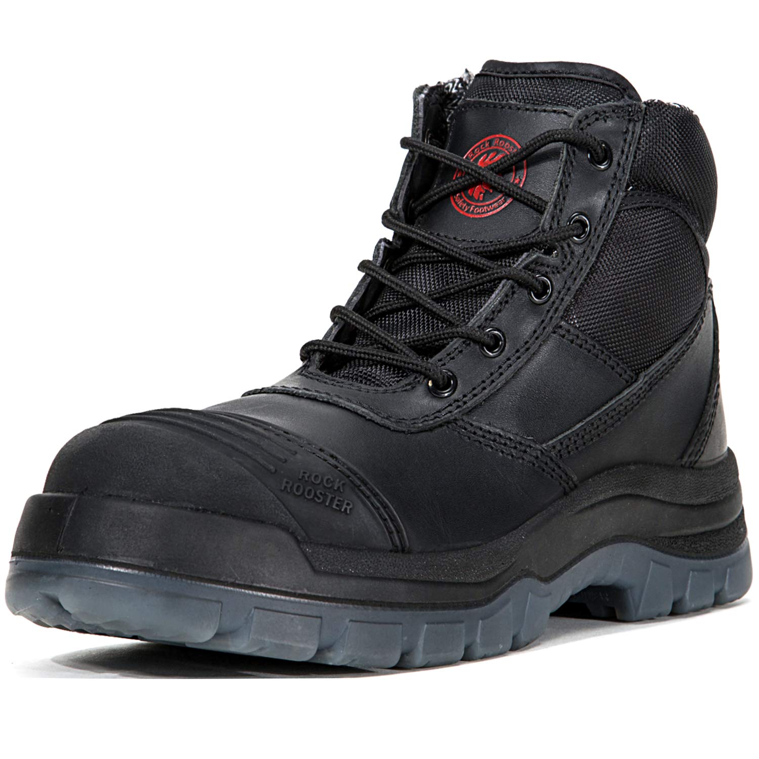 Rockroostermens Work Boots Inch Steel Toe Side Zipper Safety