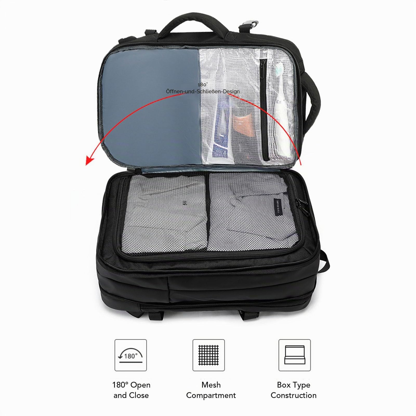 Vakuum -Rucksackreisen, 55L Erweiterbarer Reiserucksack mit Luftpumpe, USB -Ladeanschluss, Wasserdicht, Vacpack -Kompressions -Umhängetasche für Geschäft, College, Camping