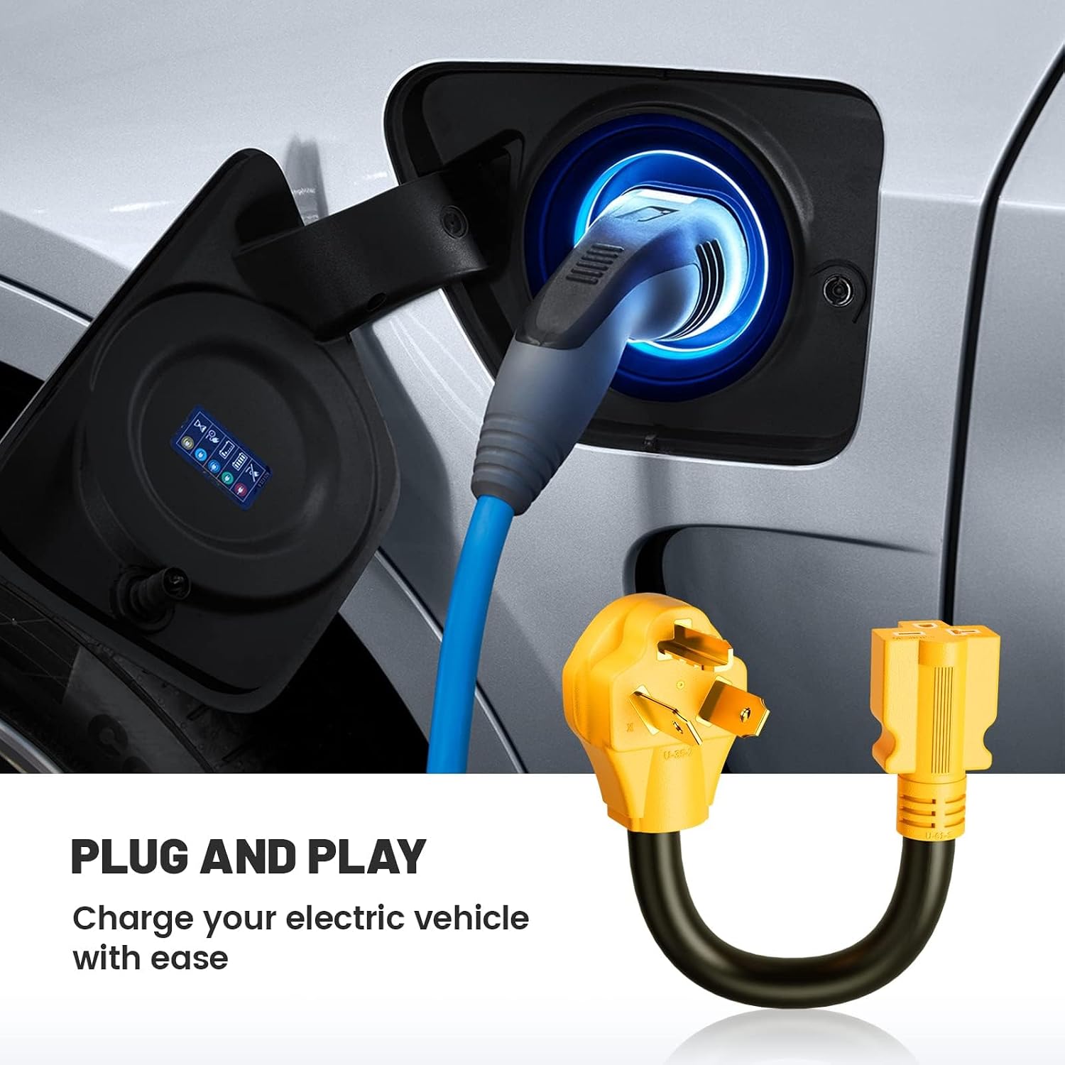 MECMO NEMA 10-30P 30Amp to Dryer Plug to 6-20R T-Blade EV Charger Adapter, 30A 125/250V 3-Prong Dryer Plug to 20A 250V 6-15R 6-20R, 10-30P to 6-20/15R Power Cord for EV Car Charging at Dryer Outlet