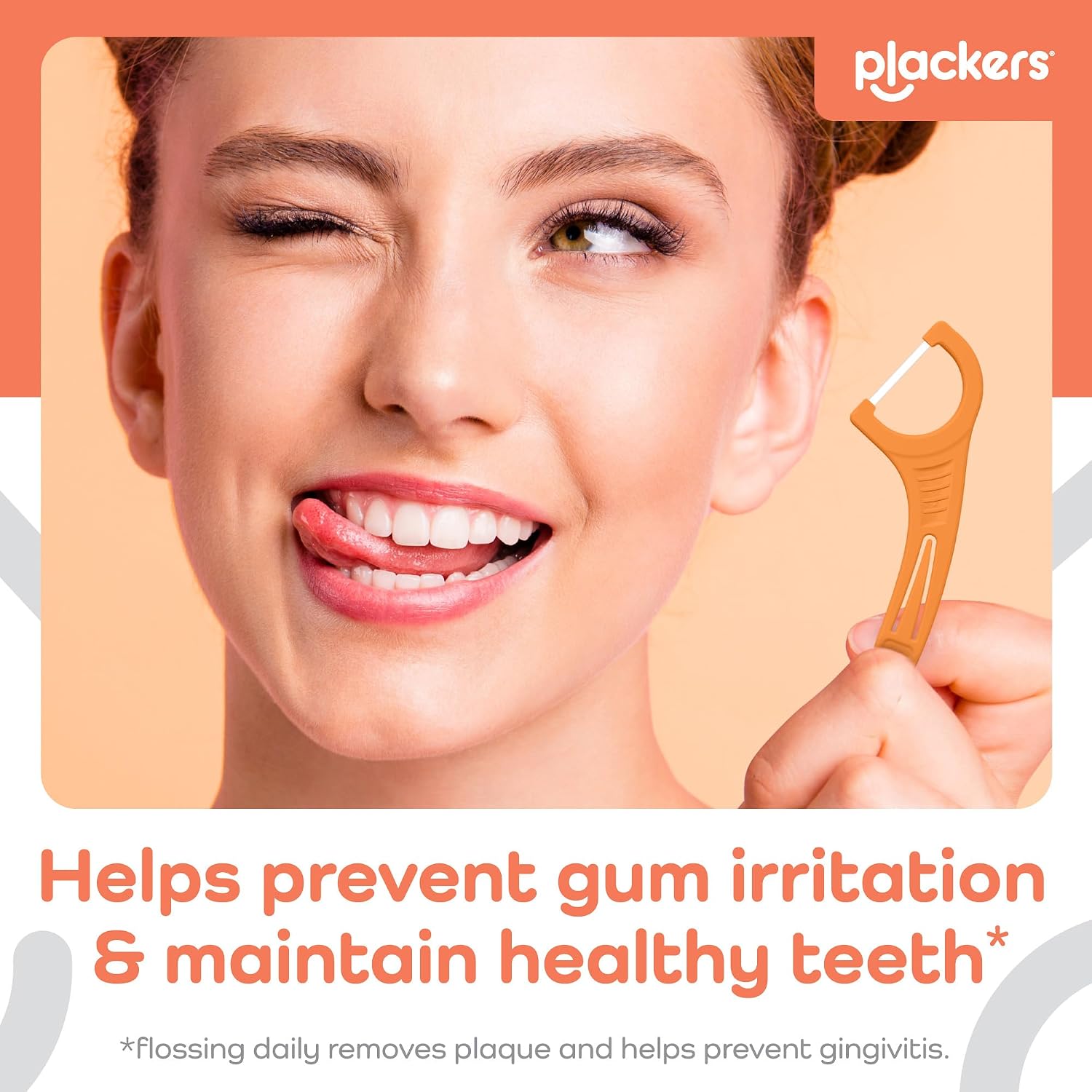 Plackers Plackers Gum Defense Floss Picks with Vitamin C, Energizing Tangerine Flavor, GentleFloss, 4 Pack of 75