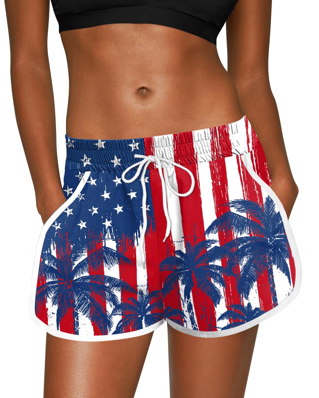 For G and PL Women Summer Floral Beach Boardshorts with Pockets Swim Trunks
