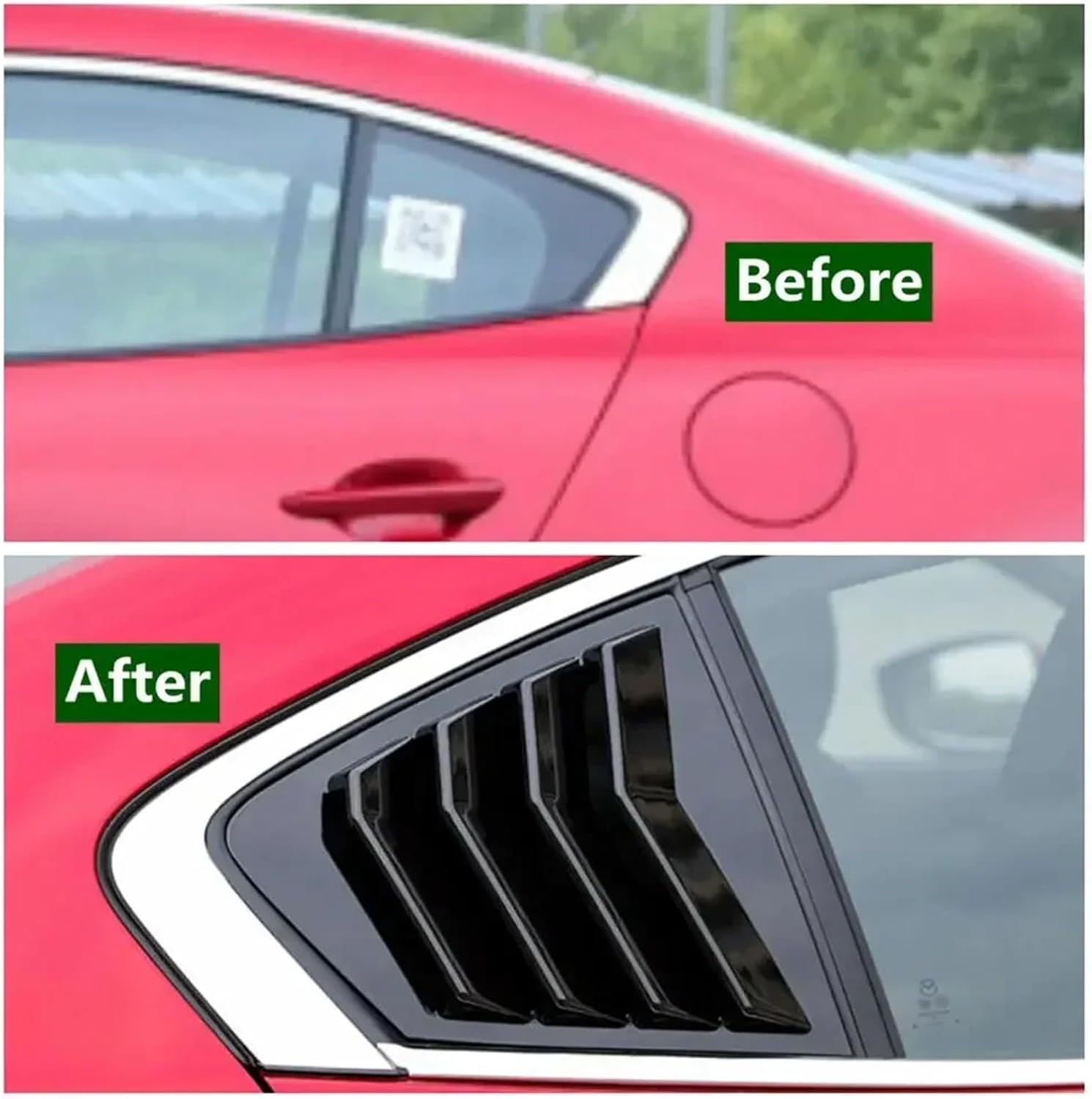 Car Rear Louver Window Side Shutter Cover Trim Sticker Vent Scoop ABS Compatible with Mazda 3 Axela Sedan 2020-2022(Carbon)