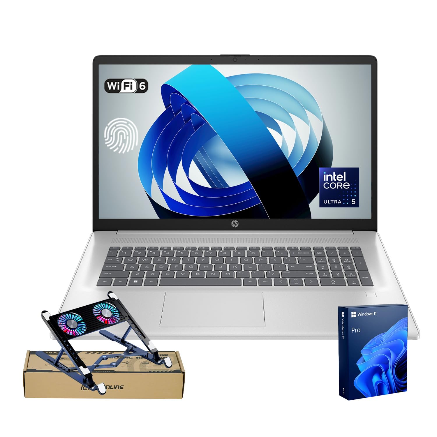 2025 Laptop, 17.3" FHD, CORE 7 (Exceeds i7 1355), 64GB RAM, 2TB SSD, FP Reader, Backlit Keyboard, Webcam, Wi-Fi 6, Windows 11 Pro, Silver, Bundle with ADATA 512GB External SSD