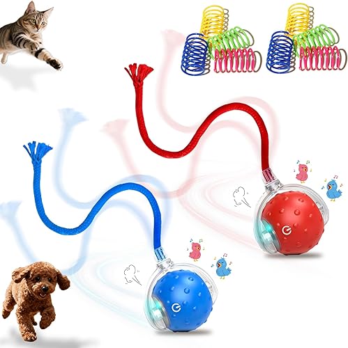 Paquete de 2 pelotas interactivas de juguetes para gatos, nueva generación 2025 con rotación automática de 360 para evitar obstáculos inteligentes,