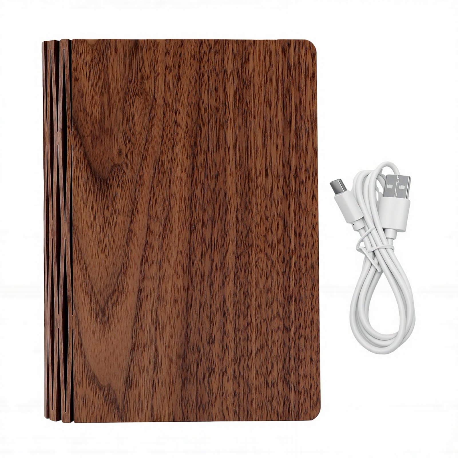 Fockety Lampada da lettura a LED pieghevole, ricaricabile tramite USB | Legno, luce calda 3000K-3500K, chiusura magnetica, batteria 2,5 W 1200 mAh, ricarica tramite USB Type-C, compatta per i