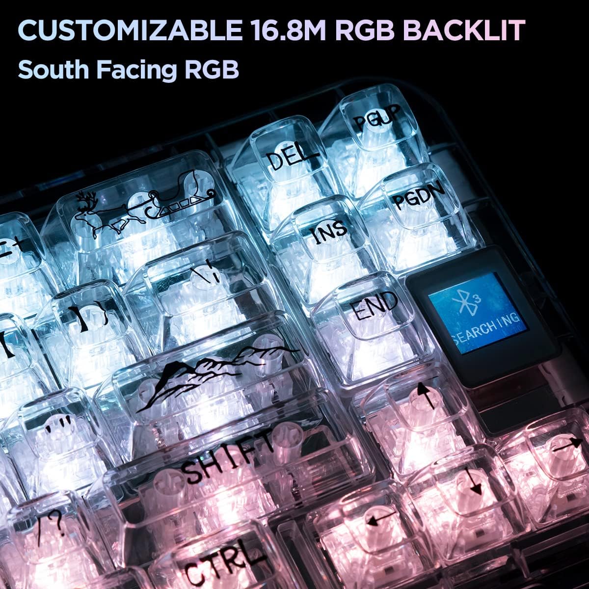 CoolKiller CK68 Tri-Modes Wireless Mechanical Keyboard, Hot Swappable Gaming Keyboard with RGB Backlit, Mechanical Keyboard with Gasket Structures for Windows/Mac (White, Ice Blade Tactile Switches)