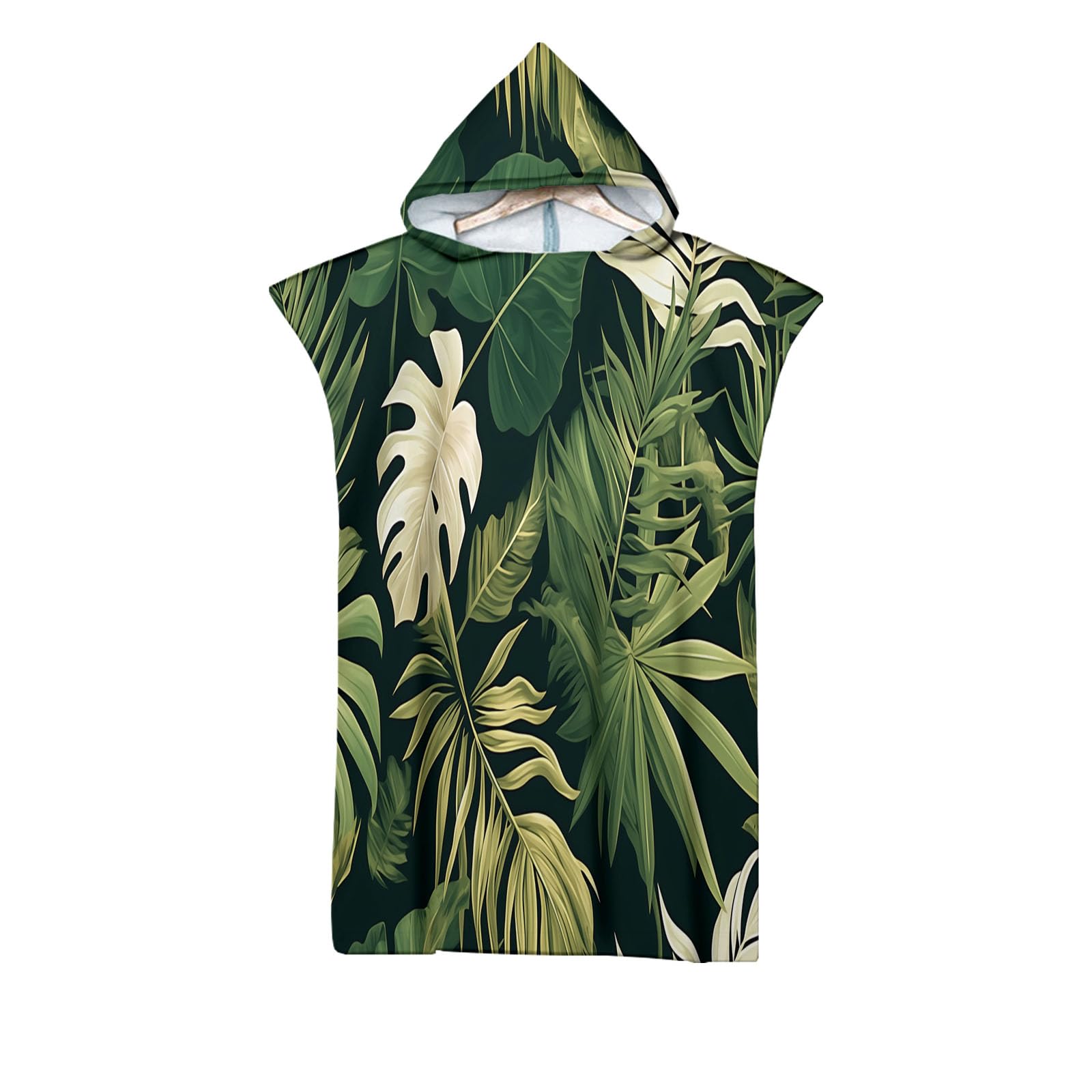 Poncho à capuche microfibre motif palmier pour adulte homme et femme
