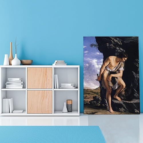 Miniatura 2 de THAELY Póster artístico de David mirando a la cabeza de Goliat, Orazio Lomi Gentileschi vintage, lienzo, pintura, póster de arte de pared para