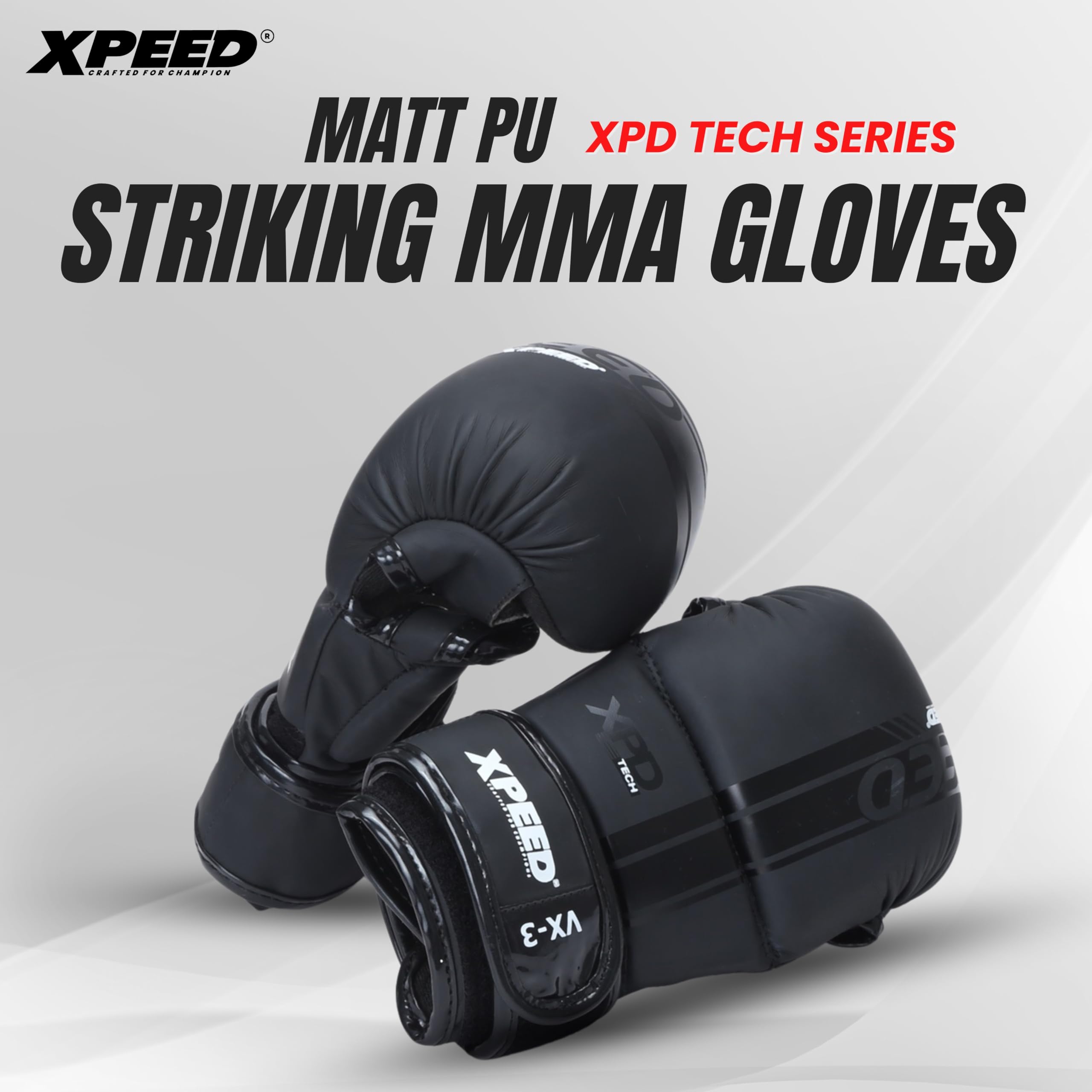 XPEED Striking MMA Guanti | Guanti da Grappling in PU opaco per arti marziali, sport da combattimento, MMA | Guanti da allenamento | Guanti sportivi versatili | Chiusura avvolgente con gancio e anello
