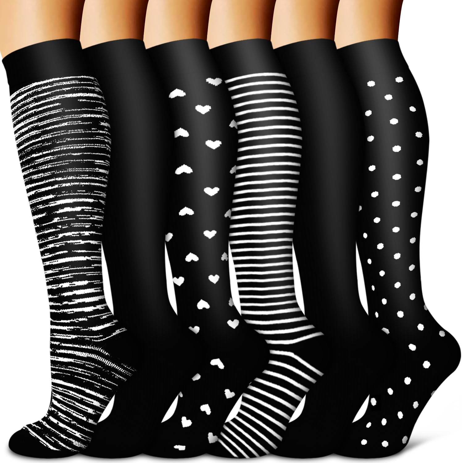 Copper Compression Socks Women & Men Circulation(6 pairs) - Best for Running, Nursing, Hiking, Recovery & Flight Socks