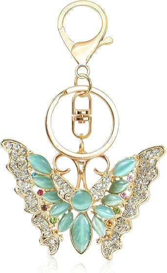 Fmeida Butterfly Keychain for Women - Crystal Rhinestone Bag Charm, Bling Keychain Accessory for Handbags/Purses/Backpacks