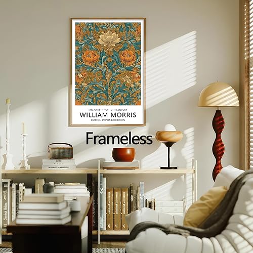 Miniatura 7 de William Morris - Arte de pared con estampado floral de flores naranjas, arte de pared estético de William Morris, arte de pared botánico de William