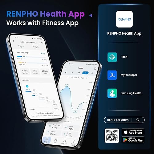 RENPHO Weighing Scales for Body Weight, Smart Bathroom Scales with High Precision Sensors, Weight Scale with App 13 Body Composition Analyzer Track Monitor for BMI, Muscle Mass, Elis 1 - 5
