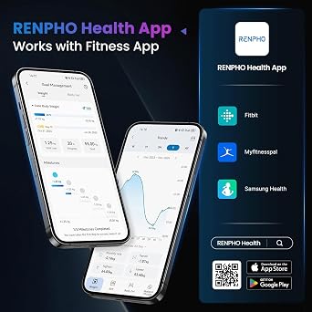 Bluetooth Vücut Yağ Ölçeği, RENPHO Dijital Akıllı Banyo Ağırlık Ölçekleri, Akıllı Telefon Uygulamalı Vücut Kompozisyonu Analiz Cihazı için, Fitness için 13 Vücut Kompozisyonu Ölçümü, Beyaz