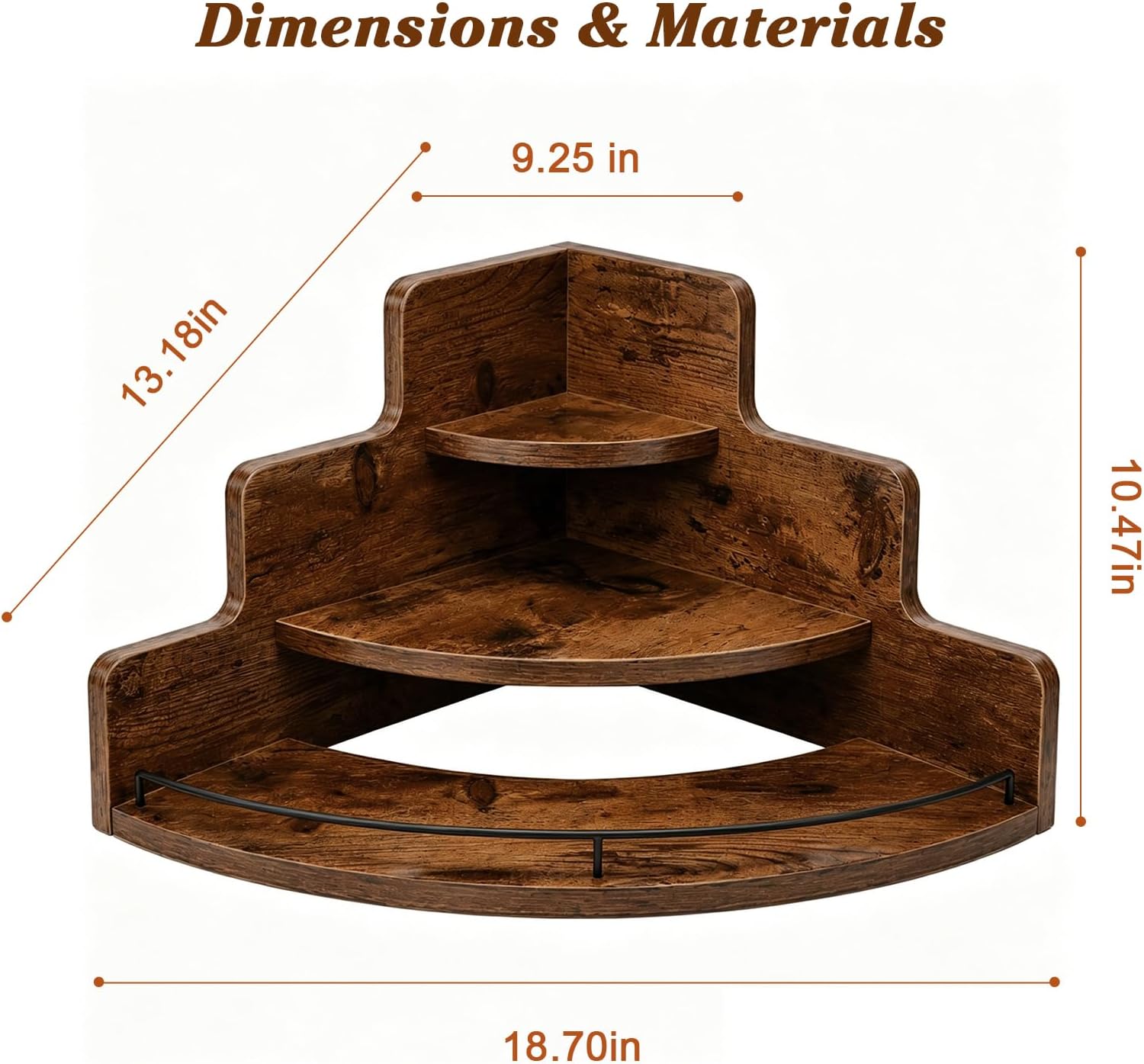 Corner Liquor Bottle Display Shelf, 3-Tier Modular Whiskey Rack Organizer, Metal & Wood Bar Shelf, Stackable 360° Round Display Stand for Home Bar, Kitchen Counter, Coffee Bar, Vanity, Man Cave