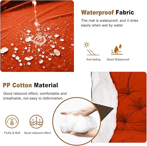 Miniatura 27 de Cojín de repuesto para columpio de 2-3 asientos, cojines de banco para exteriores con respaldo grueso de 4 pulgadas, muebles de patio, jardín, Flor