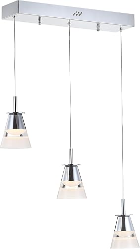 JONATHAN Y JYL7037A Alain - Colgante ajustable de metal integrado con LED para comedor, salón, cocina, oficina comercial, cromadotransparente