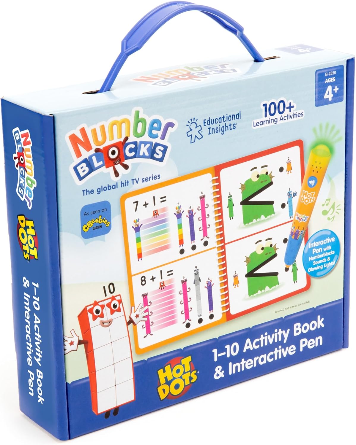 Educational Insights Hot Dots Numberblocks Workbook Numbers 1-10 with Interactive Pen, 75+ Activities, Gift for Kids Ages 4+