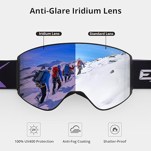 Miniatura 2 de Extremus MilkRun - Gafas de esquí, ligeras, visión amplia, protección UV400, compatible con casco, gafas de snowboard y nieve para hombres y mujeres