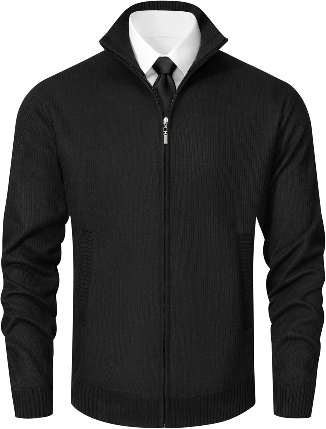 Vcansion Men's Cardigan Sweaters Classic Full Zip Knitted Cardigan Sweater with Pockets