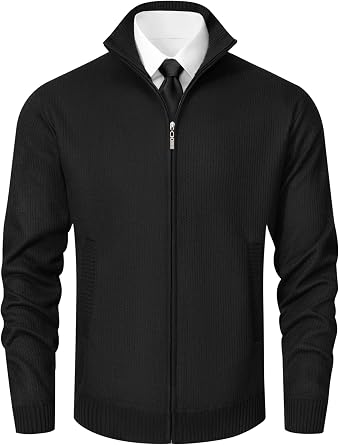 Vcansion Mens Cardigan Sweaters Classic Full Zip Knitted Cardigan Sweater with Pockets