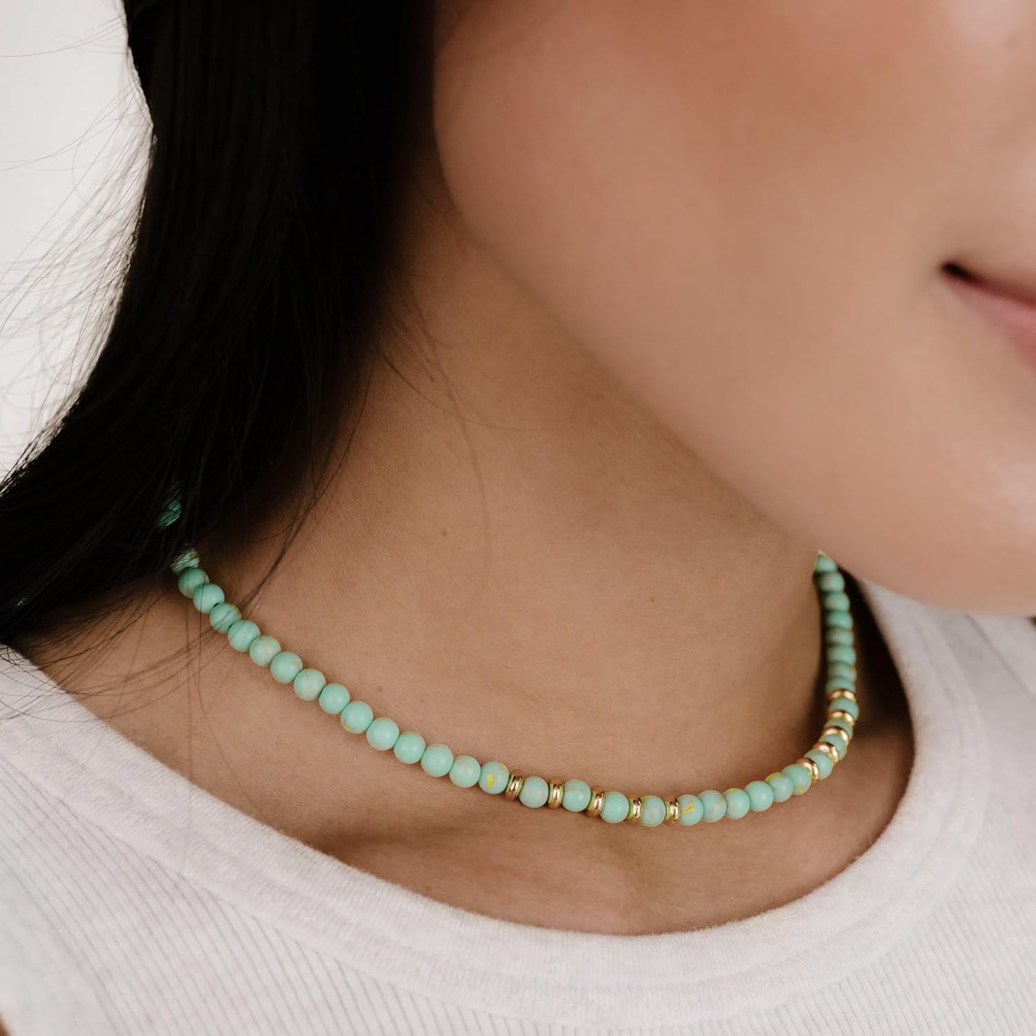 Ettika Still Surprise You Turquoise and Gold Choker Necklace