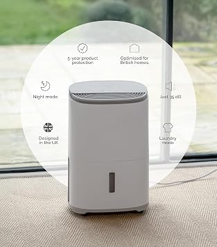 MeacoDry Arete® One 12L Warm Pebble Dual Dehumidifier & HEPA air purifier for smaller sized houses or flats - prevents damp and condensation - ultra-quiet, low energy, laundry mode-