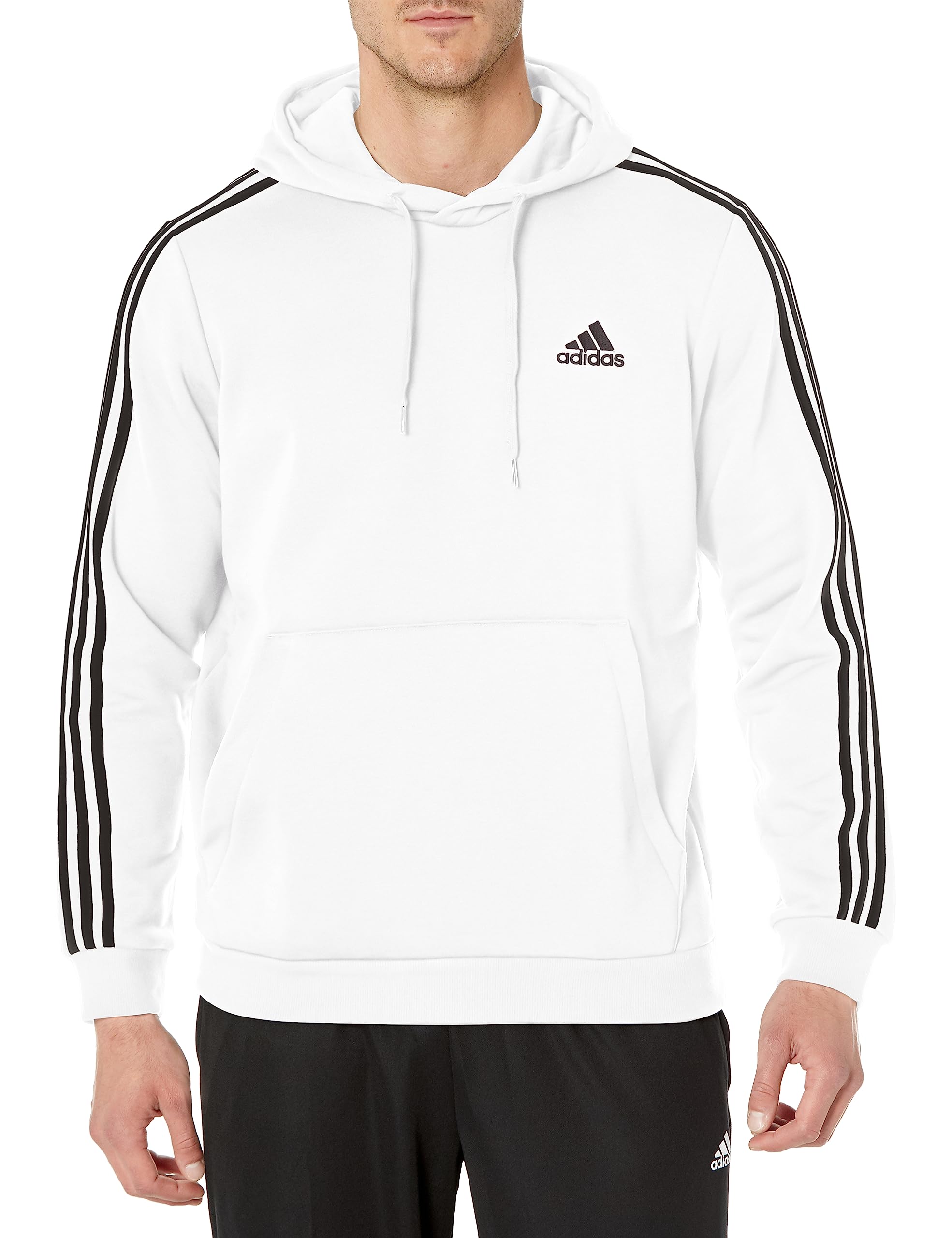 adidas men's essentials 3 stripes fleece hoodie