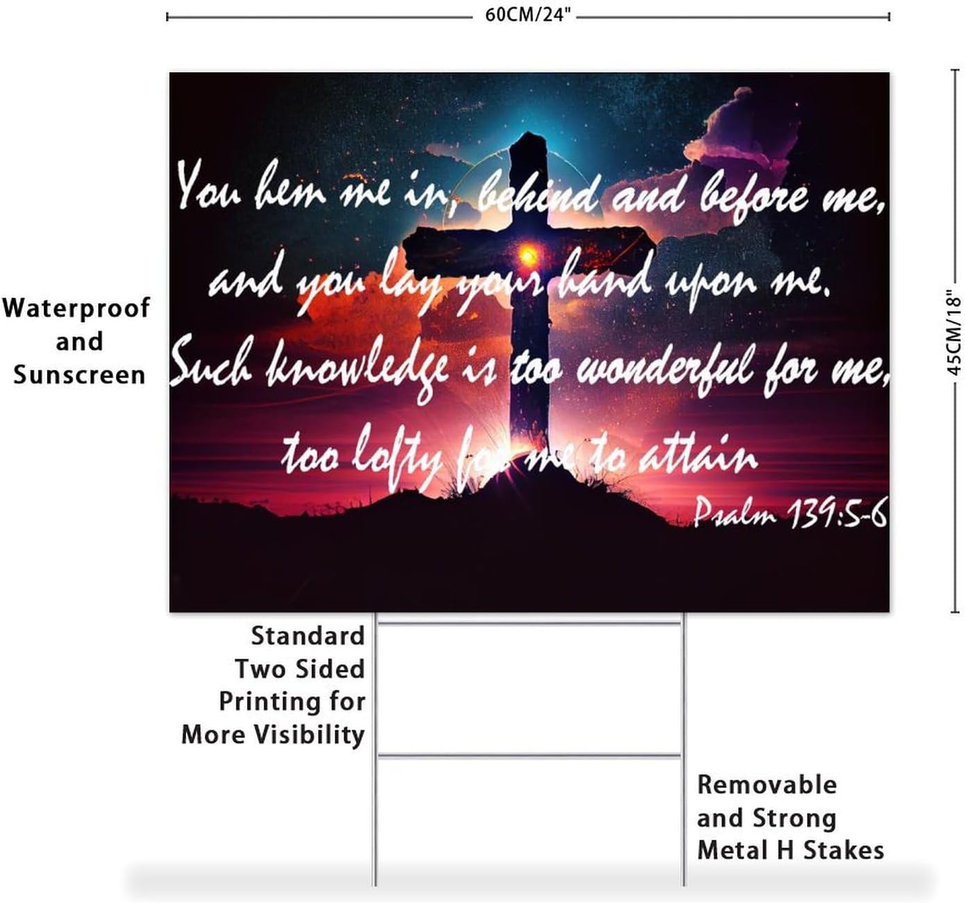 Inspirational Outdoor Yard Signs with Stakes Behind And Before Me Yard Sign 18x24 Inch Bible Verse Prayers Plastic Lawn Sign for Kindergarten She Shed Holiday