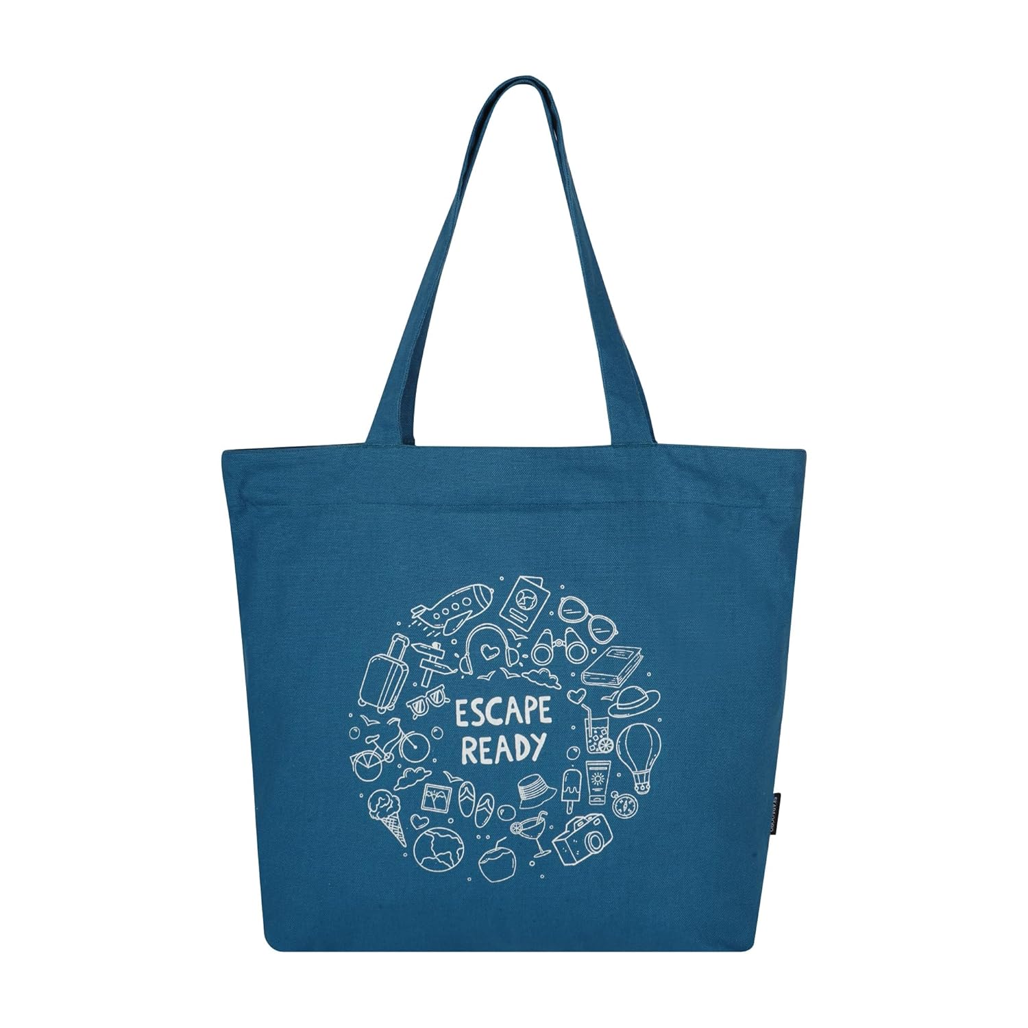 SKAPADORO Canvas Big Zip Printed Handbag Tote,100% Cotton, Inner pocket, Ecofriendly Bag for Women, Travel College Beach Shopping, Easy to Wash Everyday Shoulder Bag – Quirky Desi Graphic Designs