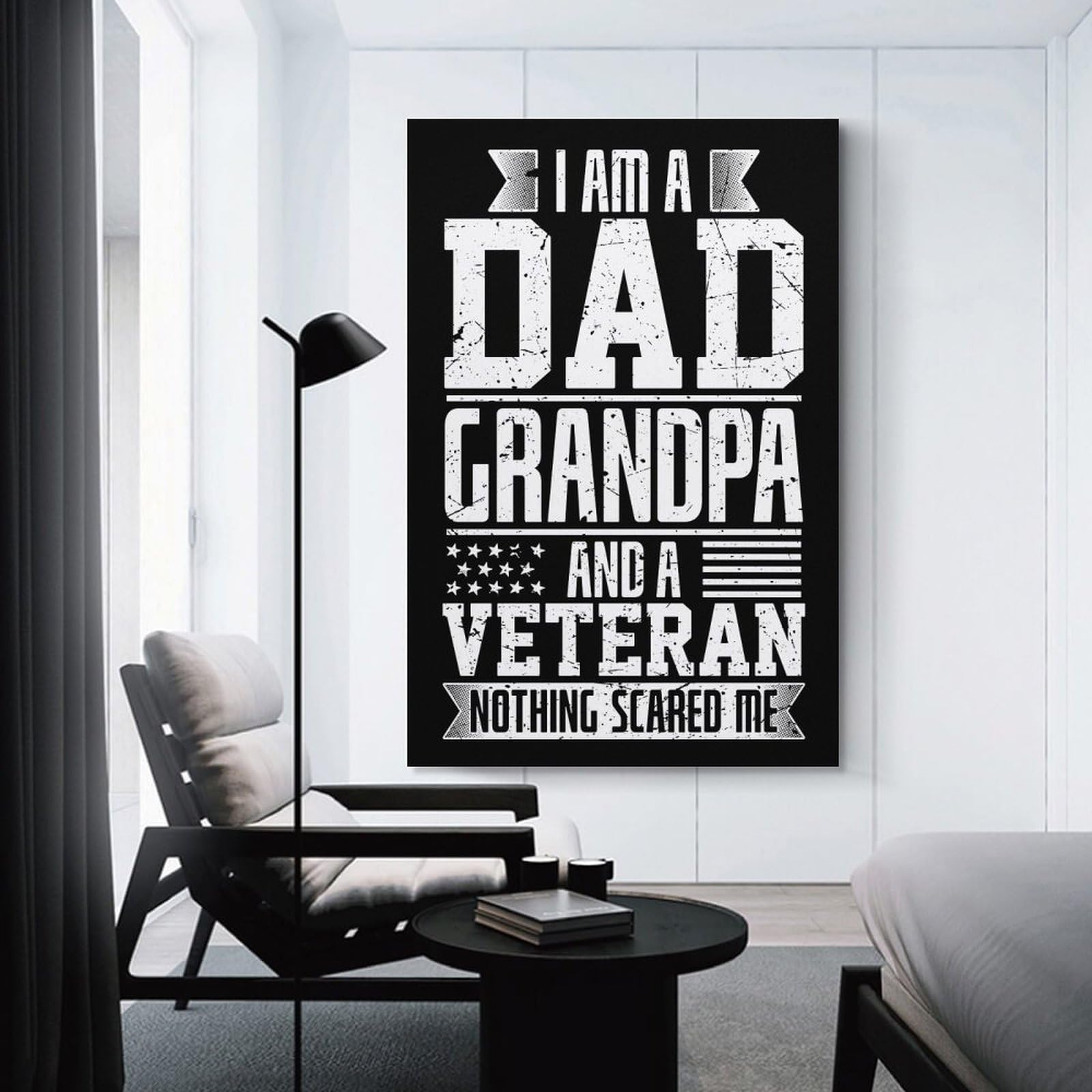Junmoney Dad Grandpa And Veteran Room Decor Wall Art, 16x24inch(40x60cm), for Living Room, Lounge Or Sitting Room, A Home Accent with Warm Character