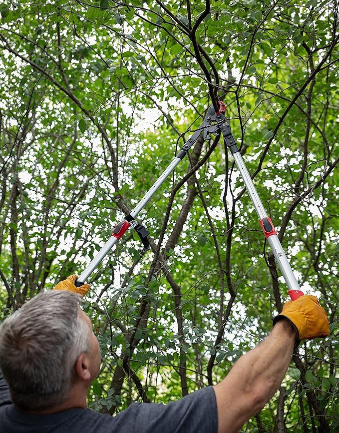 EZ Kut G2 Tree Trimmer Ratcheting Branch Cutter. Heavy Duty Branch Cutter. 42 inch Extendable Anvil Hand Loppers. Tree Pruner Trusted Since 1988. Chops Thick Branches with Ease.