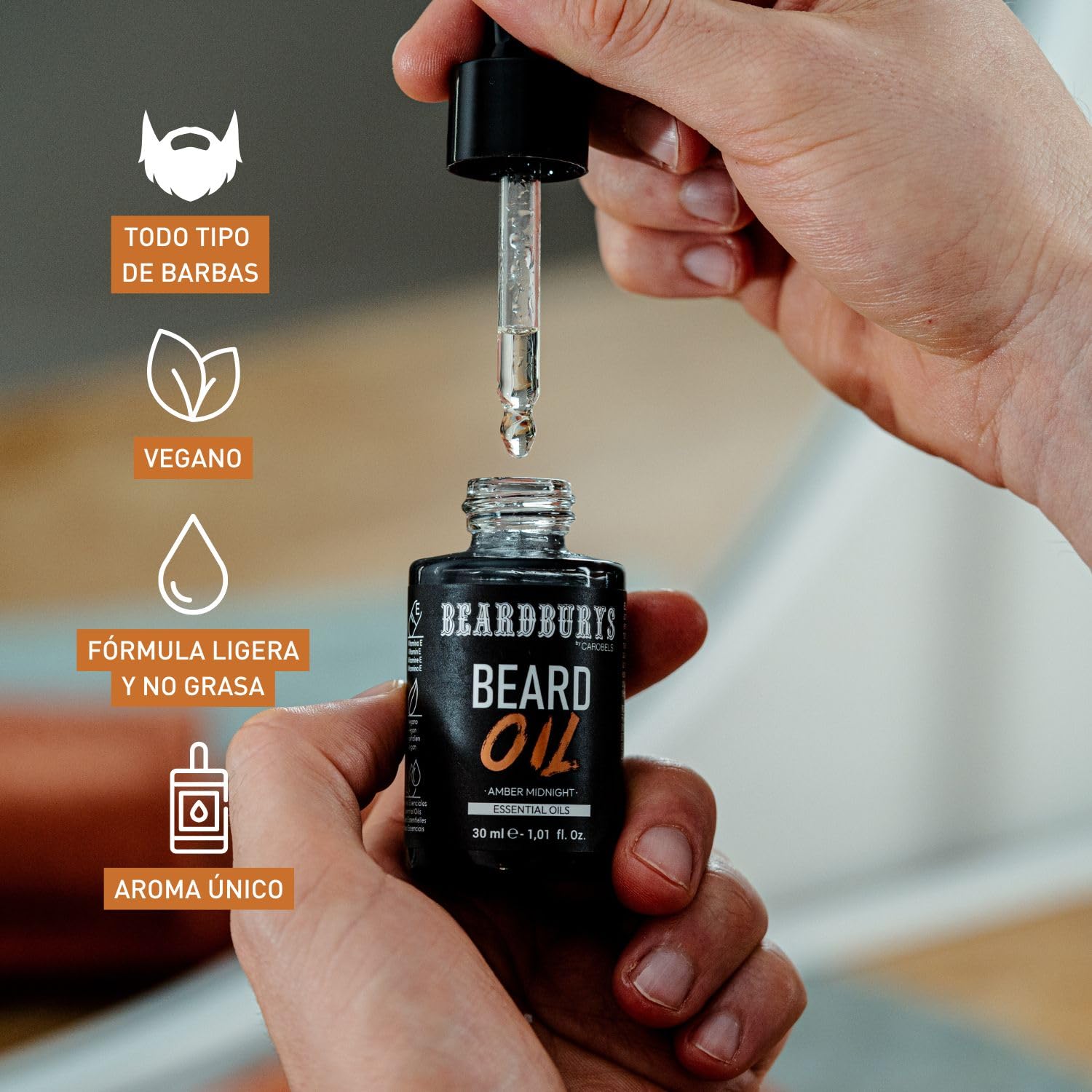 Beardburys Kit Cuidado Barba Hombre Profesional | Champú para Barba + Aceite para Barba + Neceser, Aroma Masculino Seductor, Vegano - Regalos Originales para Hombre