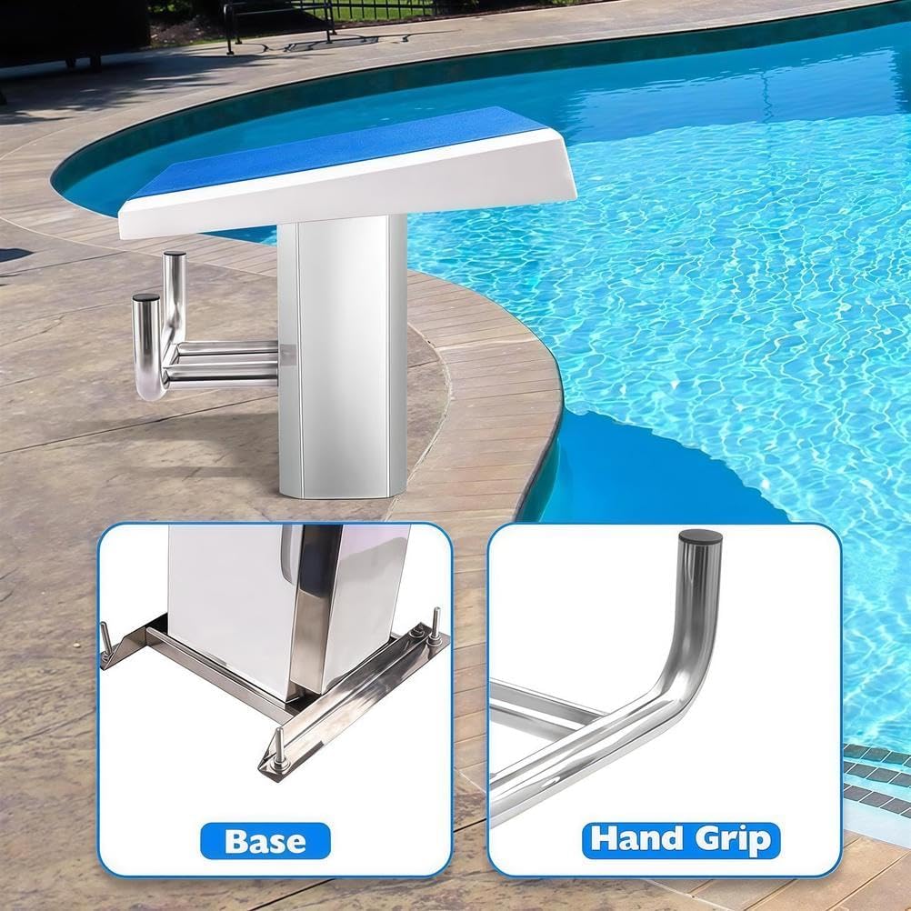 Heavy Duty Non-Slip Pool Diving Board - Stainless Steel Base Diving Platform for ive Swimming & Home Pools, & Safe Pool Accessory