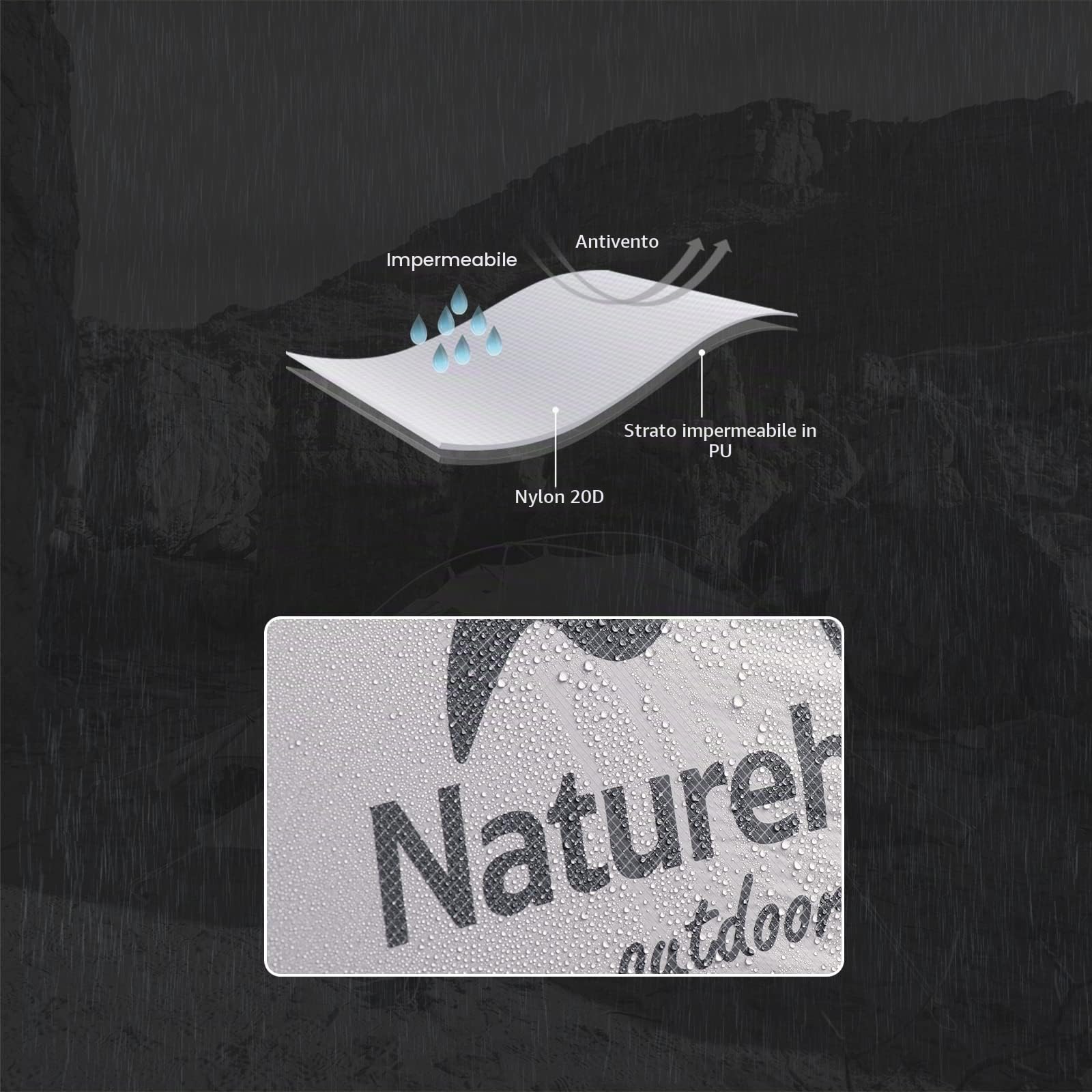 Naturehike Mongar tenda da campeggio 3 Stagioni 2 posti tenda ultraleggera silicone 20D escursioni e campeggio (Grigio)