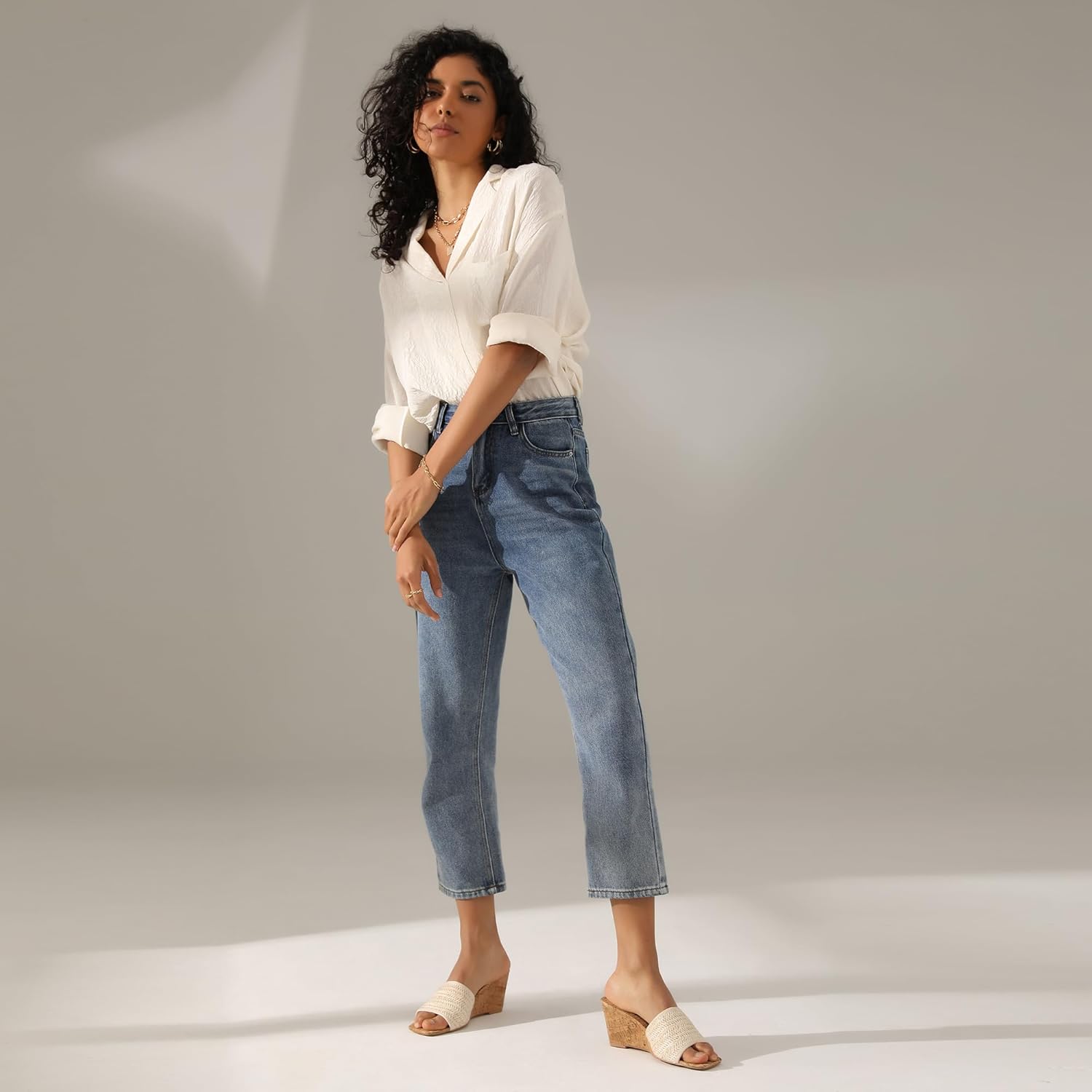 Wedge Sandals for Women Open Toe Wedge Heels for Women Square Toe Wedge Mules - Image 3