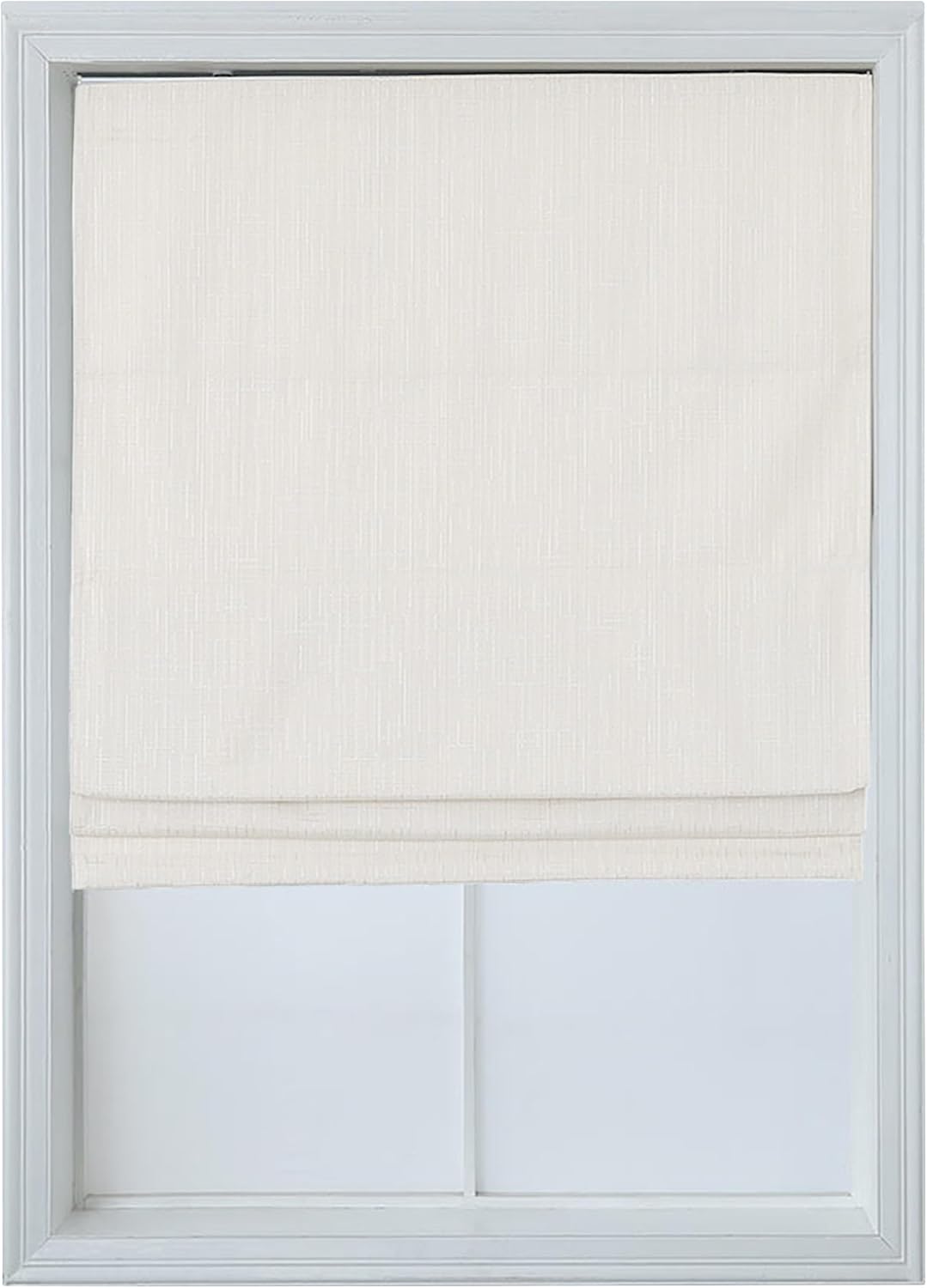 Everyday Celebration Roman Shades for Windows, Room Darkening Shades, Cordless Pull Down Window Shades, Shades for Indoor Windows, Woven Fabric Blinds & Shades, (Pearl White) 36" W X 64" H Pearl White (Room Darkening) 36"× 64"