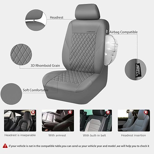Miniatura 12 de CAR PASS Fundas de asiento de cuero morado, funda acolchada para asiento de automóvil con esponja compuesta de 0.197 in en el interior, compatible
