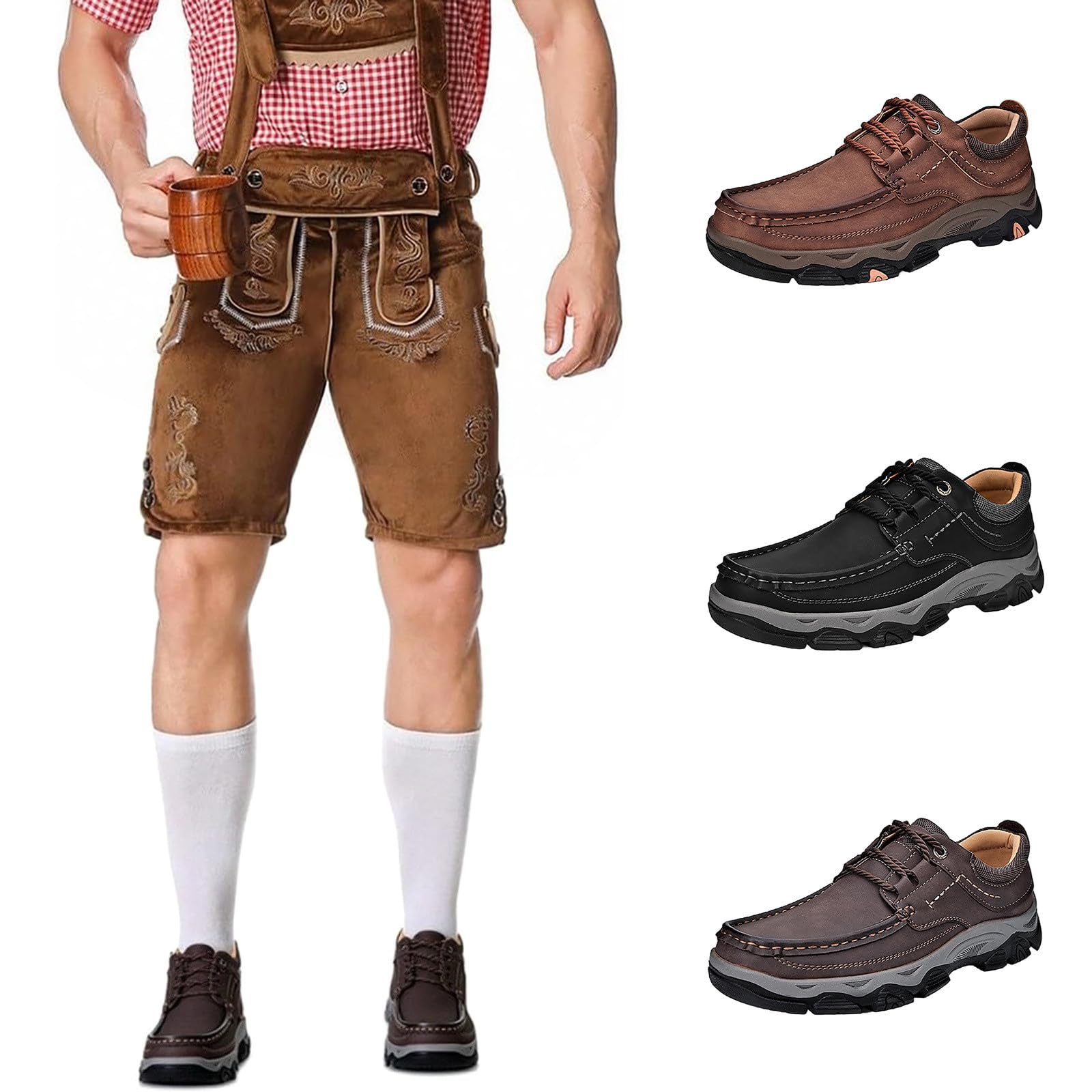 Generisch Trachten Sneaker Herren Sommer Vintage Lederschuhe Business Trachtenschuhe Breit Leder Schuhe Mokassins Elegant Sommerschuhe Modern Halbschuhe Hochzeit Herrenschuhe