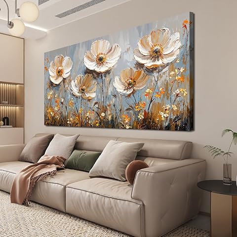 Canvas Wall Art Decor Art Work for Wall Decor Vintage Gold Wall Art Prints Wall Art Pictures for Living Room Nature Flower Wall Art Decorations Field Artwork for Walls Bedroom Office Decor 20