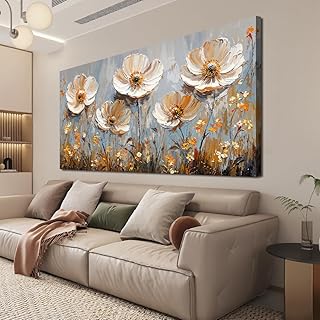 Canvas Wall Art Decor Art Work for Wall Decor Large Vintage Gold Wall Art Prints Wall Art Pictures for Living Room Nature Flower Wall Art Decorations Artwork for Walls Bedroom Office Decor 24